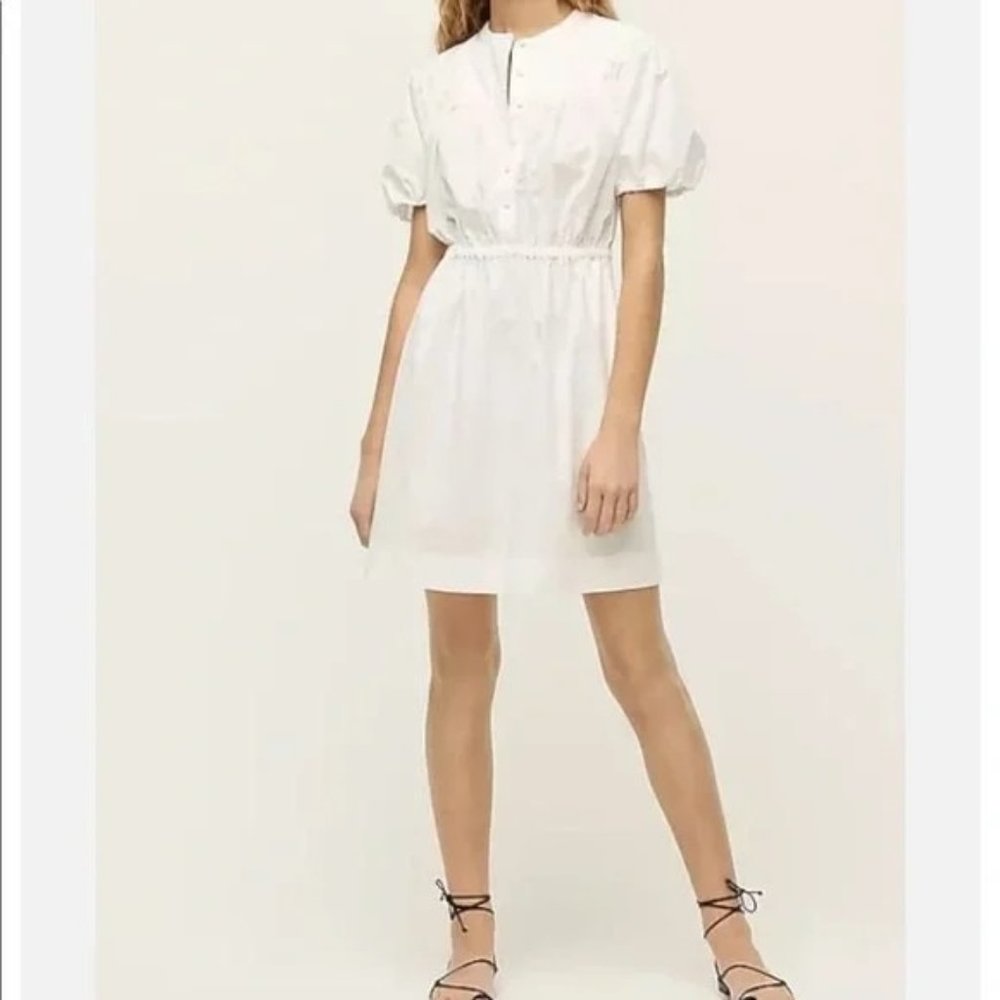 J. Crew Factory White Puff-Sleeve Mini Dress